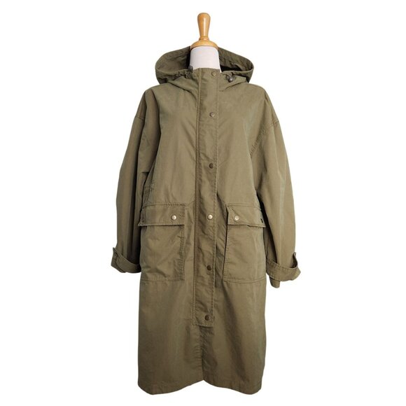 Old Navy Olive Green Water-Resistant Oversized Hooded Parka Womens L - Picture 1 of 11